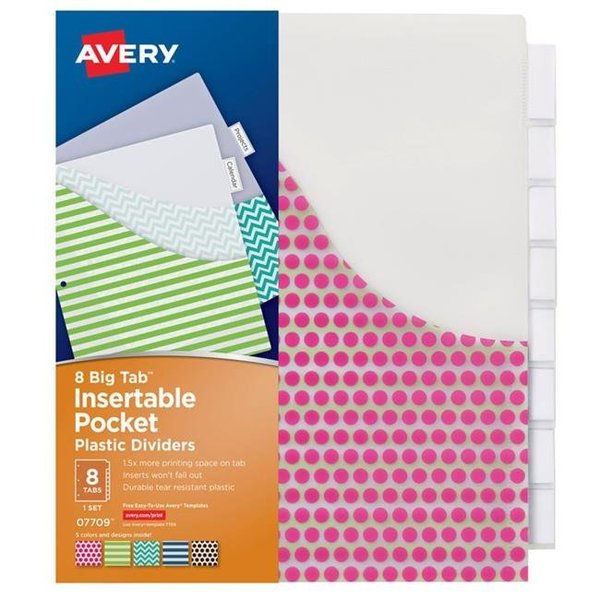 Avery Avery Products AVE07709-3 Big Tab Pocket Insertable Plastic Dividers Set - 8 Per Pack - Pack of 3 AVE07709-3